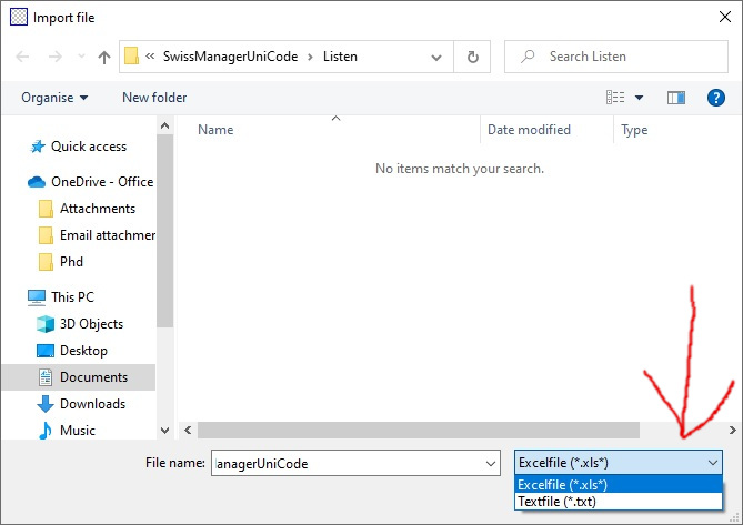 Swiss Manage selection screen